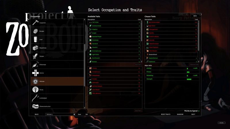 Negative Traits Tier List Project Zomboid